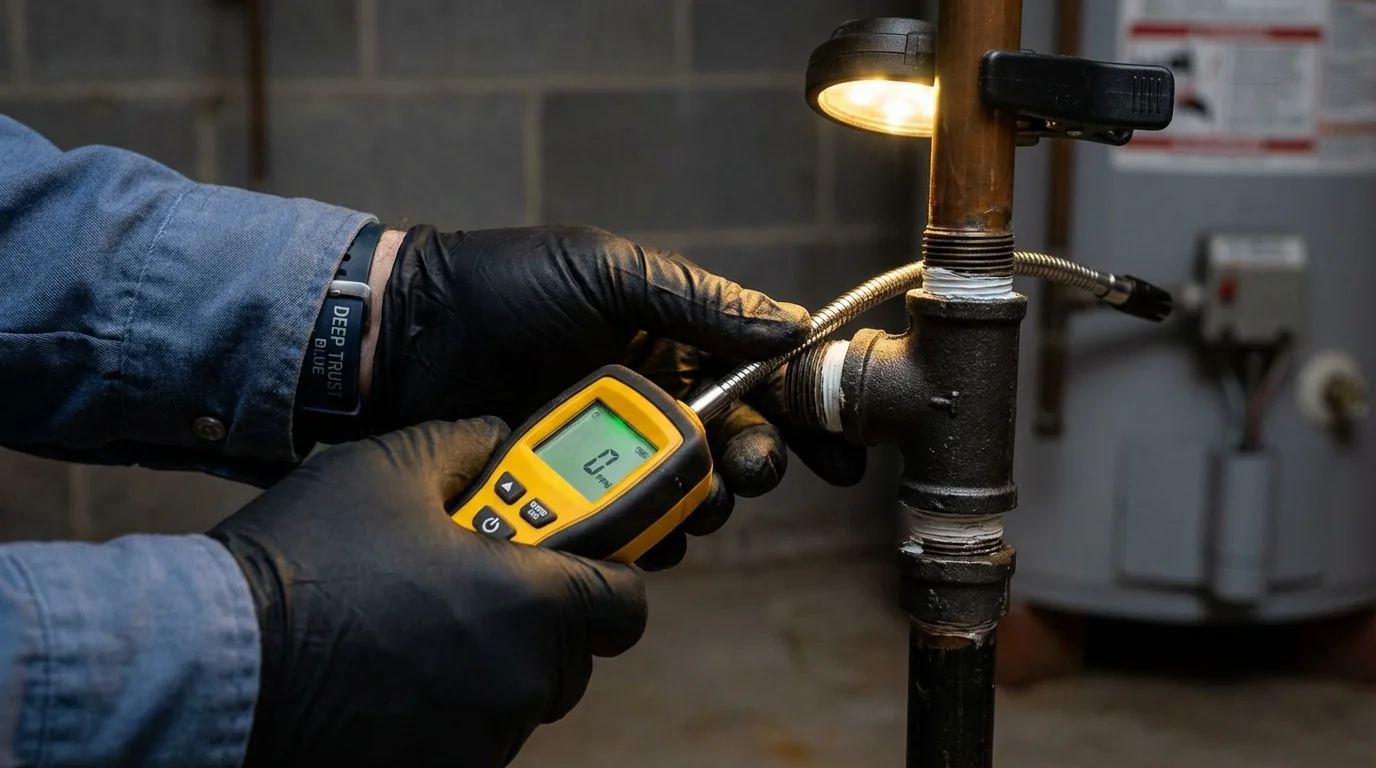 Gas leak detection with electronic sniffer by Johns Plumbing LLC in Pataskala