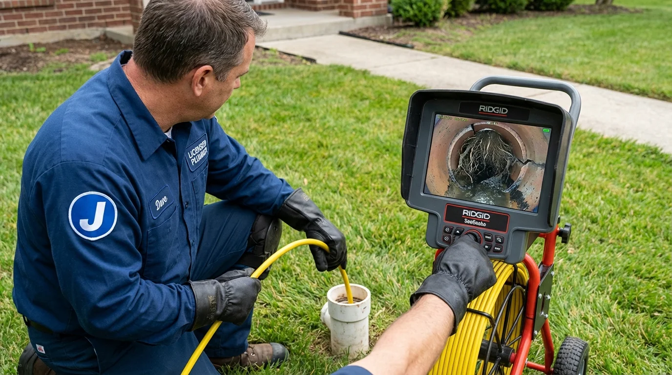 Sewer camera inspection being performed by Johns Plumbing LLC in Pataskala
