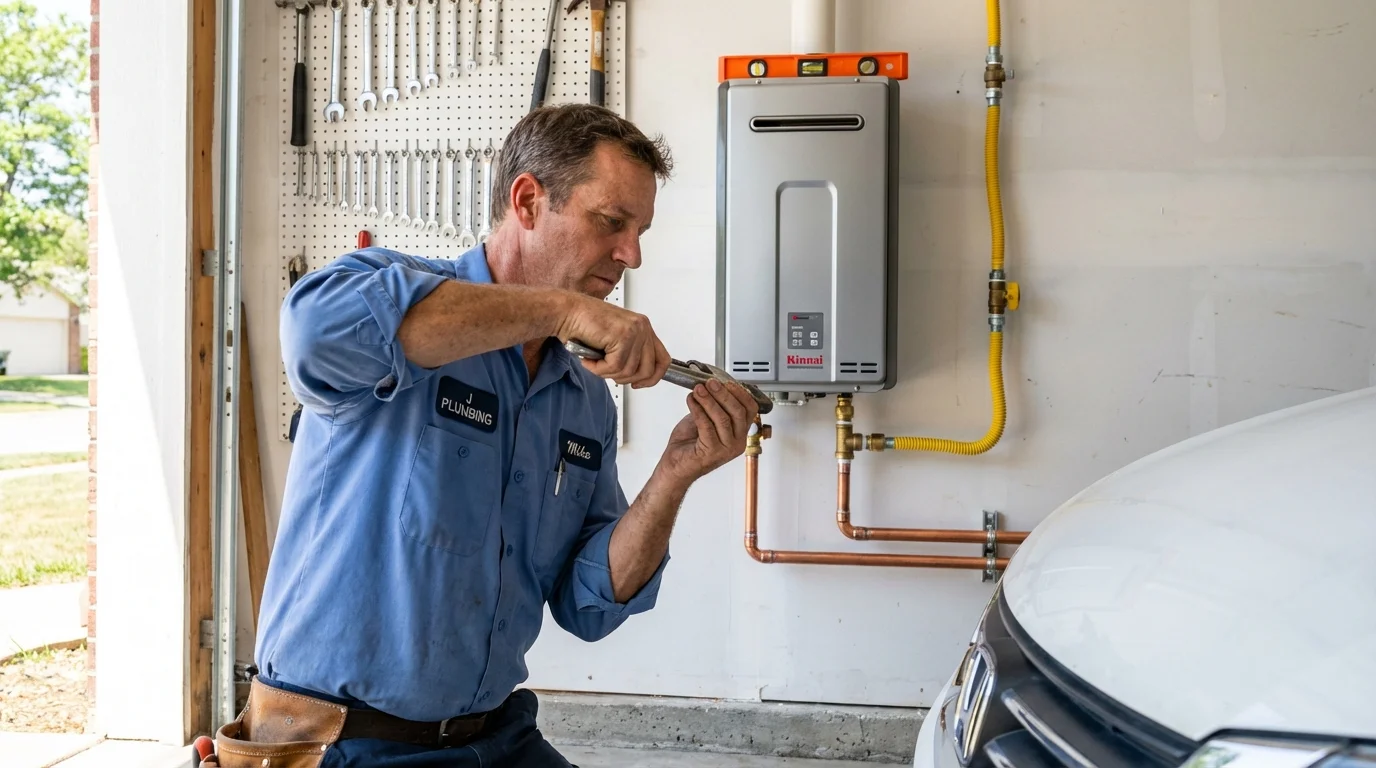 Tankless water heater installation by a Johns Plumbing LLC plumber in Pataskala